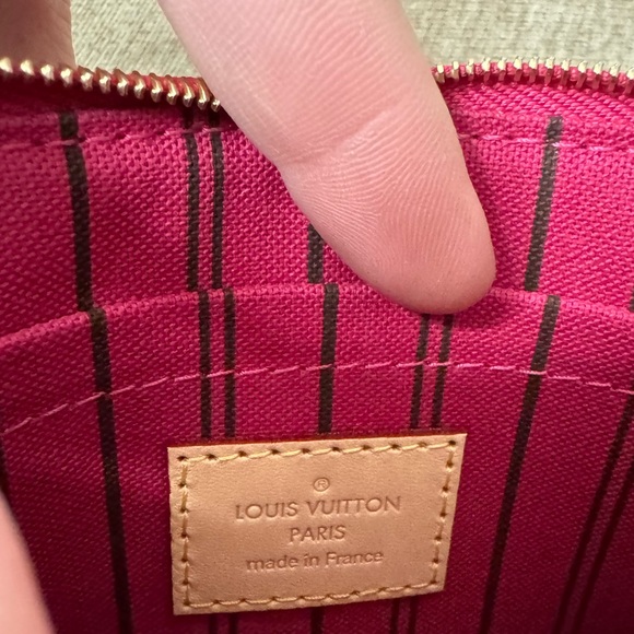LOUIS VUITTON - NEW Neverfull Pink Pivone Pochette Monogram - for PM or MM - Picture 5 of 10